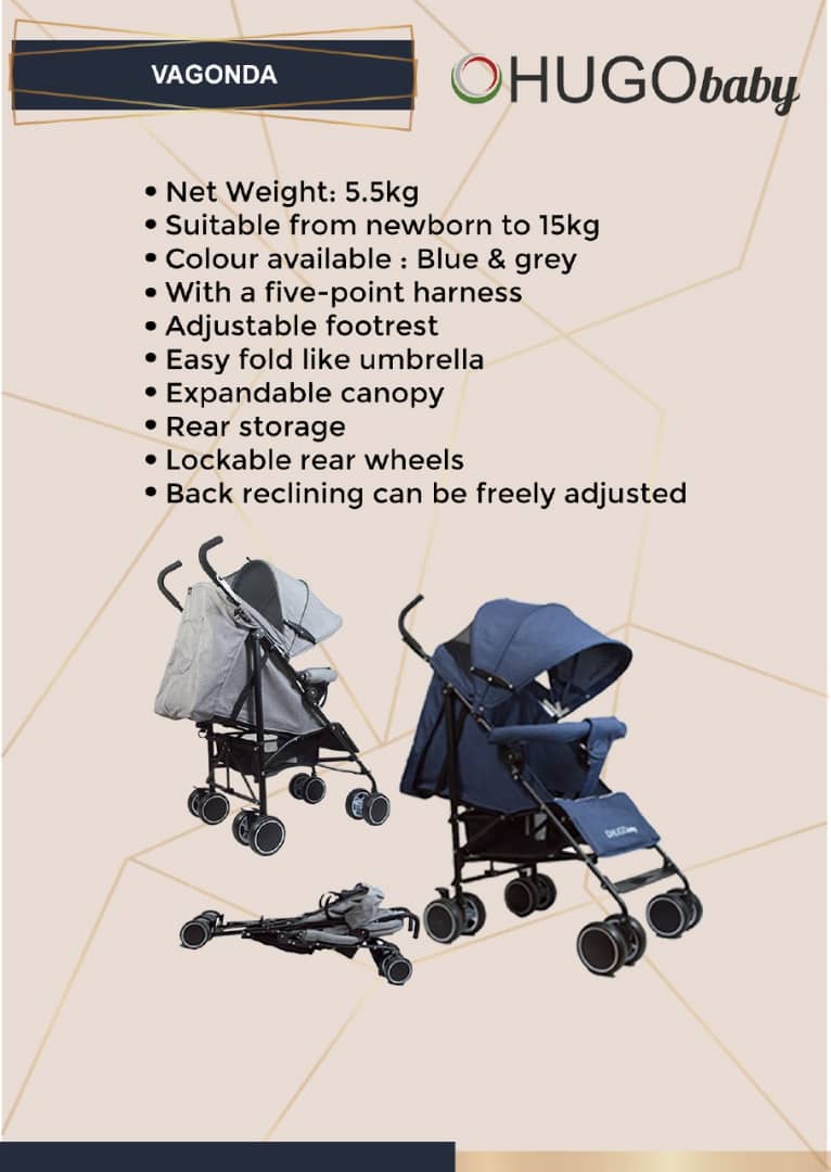 Hugo baby Vagonda Umbrella Portable Baby Stroller - Suitable From New Born to 3 Years Old (BLUE)